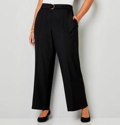 Luxe Cool Hand Wide Leg Pull-on Pant with Ring Belt