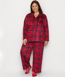 Plus Size Plaid Fleece Pajama & Sock Set