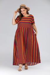 Plus Multicolor Striped Maxi Dress