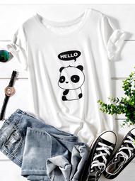 Plus Panda And Letter Graphic Tee