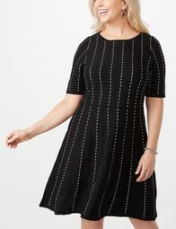 Plus Size Dash-Printed Fit-And-Flare Sweater Dress