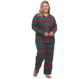 Plus Size Jammies For Your Families Red Plaid Notch Family Flannel Pajama Set