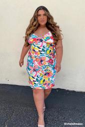 Plus Size Abstract Floral Slip Dress