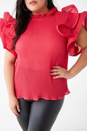 Plus Size Accordion Tiered-Sleeve Top