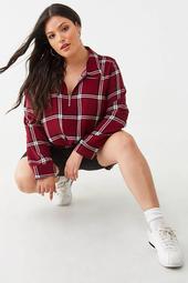 Plus Size Twisted Plaid Top