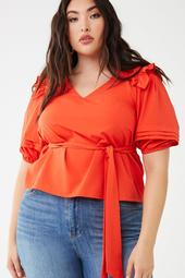 Plus Size Ruffled Pleated Boxy Top