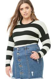 Plus Size Striped Knit Sweater