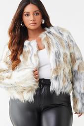 Plus Size Shaggy Faux Fur Coat