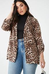 Plus Size Leopard Print Jacket