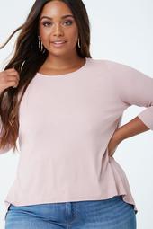 Plus Size Ribbed High-Low Top
