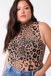 Plus Size Leopard Print Bodysuit