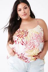 Plus Size Abstract Leaf Print Cami