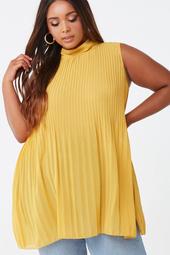 Plus Size Accordion-Pleated Top