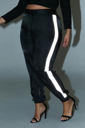 Plus Size Belted Contrast Wind Pants