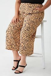Plus Size Cheetah Print Culottes