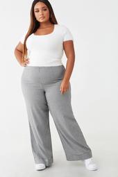 Plus Size Houndstooth Wide Leg Pants