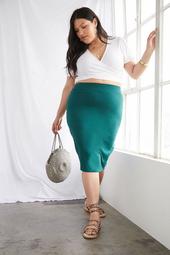 Plus Size Ribbed Knit Skirt