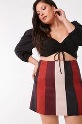 Plus Size Colorblock Mini Skirt