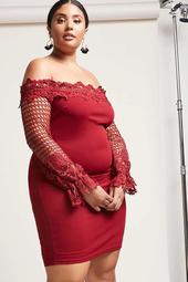 Plus Size Soieblu Crochet-Sleeve Dress