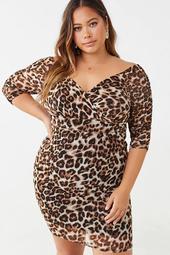 Plus Size Leopard Mini Dress