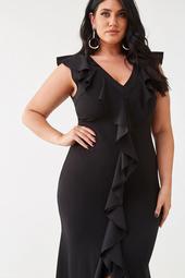 Plus Size High-Low Ruffle Gown