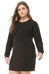 Plus Size Ruched Sleeve Sweater Dress
