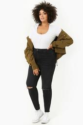Plus Size Sculpted Ripped Knee Jeans