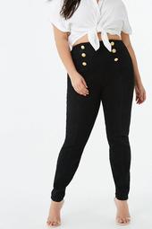 Plus Size Double-Breasted Skinny Jeans