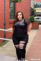 Plus Size Destroyed High-Waist Jeans