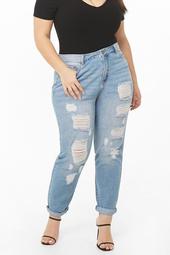 Plus Size Distressed Boyfriend Jeans