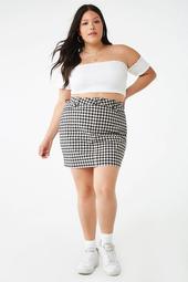 Plus Size Gingham Mini Skirt