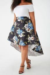Plus Size Floral High-Low Skirt