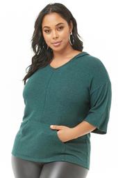 Plus Size Marled Hooded Top