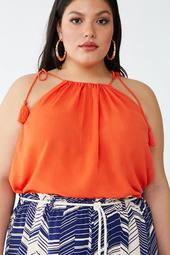 Plus Size Crinkled High-Neck Cami