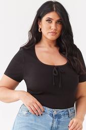 Plus Size Ribbed Scoop Neck Top