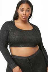 Plus Size Hooded Crop Top