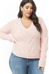 Plus Size Cable-Knit Chenille Sweater