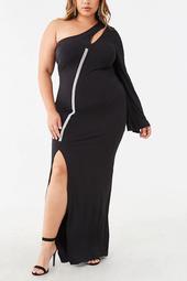 Plus Size One-Shoulder Gown