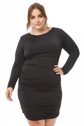 Plus Size Open-Back Ruched Dress