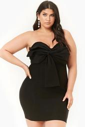 Plus Size Bow-Front Strapless Dress