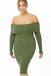 Plus Size Foldover Off-the-Shoulder Dress