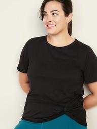 Relaxed Plus-Size Knotted-Hem Performance Top