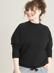 Loose Dolman-Sleeve Drawstring-Hem Plus-Size Sweatshirt