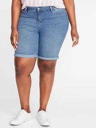 Mid-Rise Secret-Slim Pockets Plus-Size Jean Bermuda Shorts - 9-inch inseam