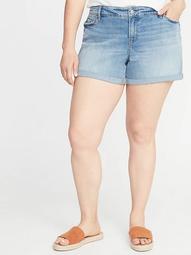 Mid-Rise Boyfriend Distressed Plus-Size Jean Shorts - 5-Inch Inseam