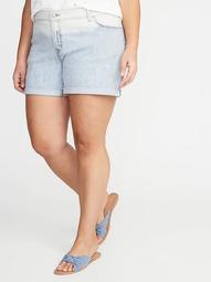 Plus-Size Boyfriend Dip-Dye Jean Shorts - 5-Inch Inseam