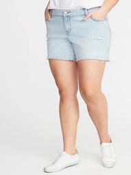 Plus-Size Boyfriend Distressed Cut-Off Jean Shorts - 5-inch inseam   
