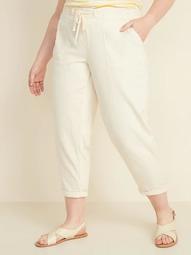 Mid-Rise Plus-Size Pull-On Soft Cropped Utility Pants
