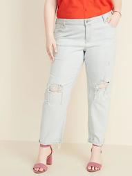 Mid-Rise Boyfriend Straight Plus-Size Distressed Jeans