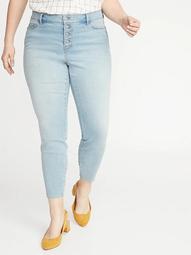 High-Waisted Secret-Slim Pockets Button-Fly Plus-Size Rockstar Super Skinny Ankle Jeans